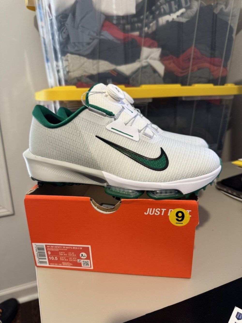 Nike Air Zoom Infinity Tour NXT% BOA 2 Golf Shoes Men's 9 White Green NWB